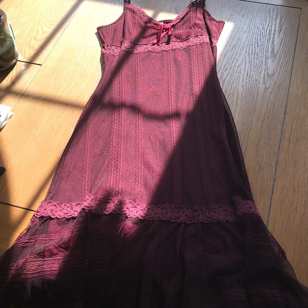 Sheer lace dress with straps